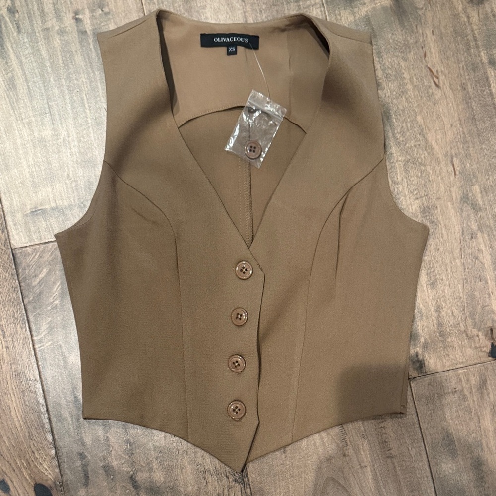 Olivaceous Brown Buttoned Vest